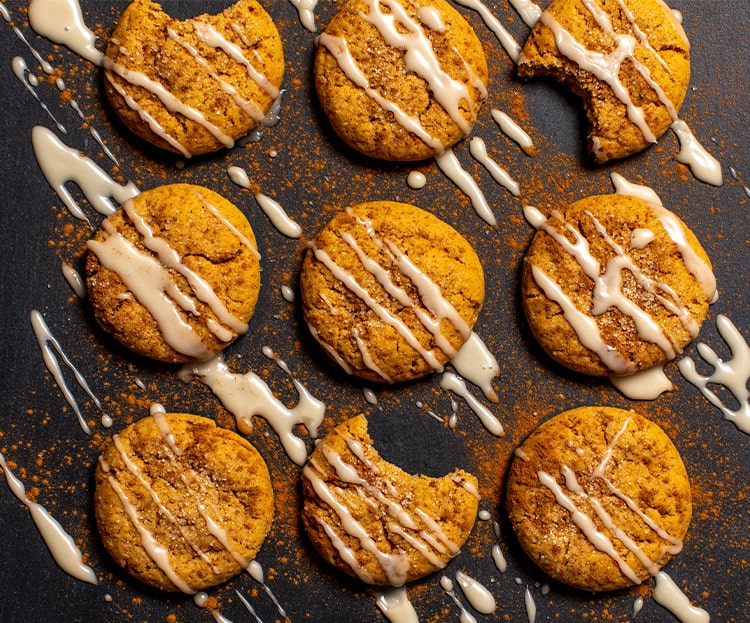 Cinnamon Glazed Vegan Pumpkin Sugar Cookies