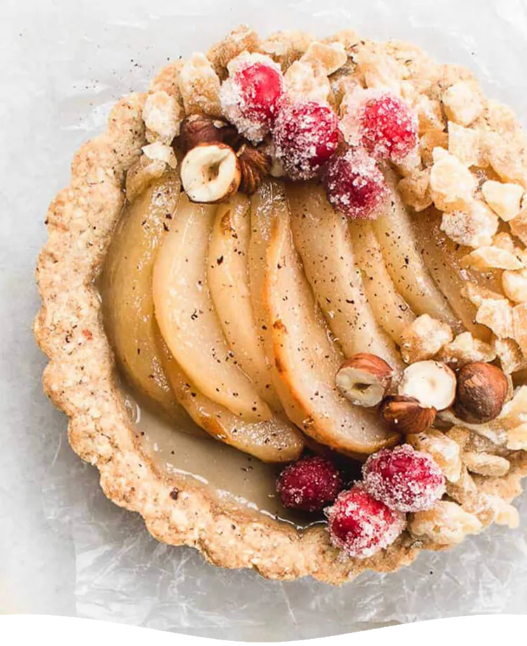 Coconut and Roasted Pear Tartlets
